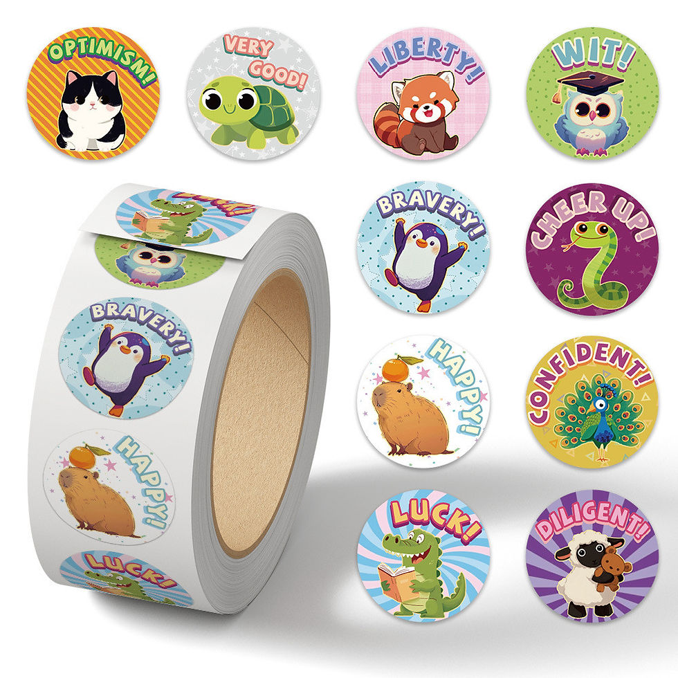 Thumbnail: 1 Roll (500 Pcs) Animal Slogan Roll Stickers - Hot Selling Cross-Border Tape for