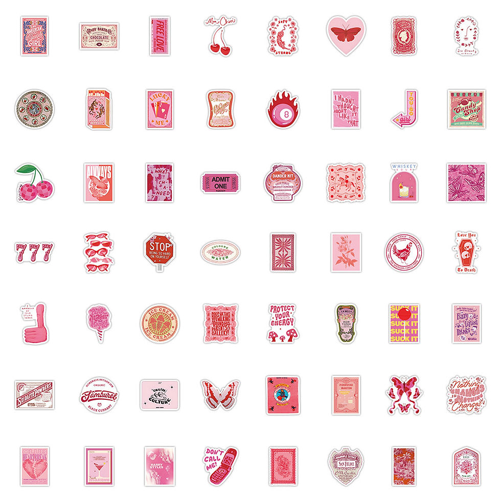 Thumbnail: 63PCS Pink Vintage Stickers - Retro Sweetness Decor for Notebooks, Phones & DIY 