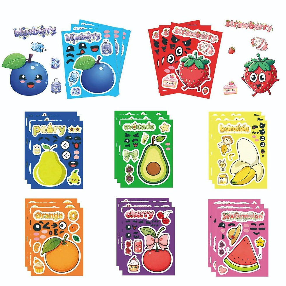 Thumbnail: 8Sheets Make Face Cute Cartoon Fruit Stickers Waterproof DIY Decor Water Bottle 