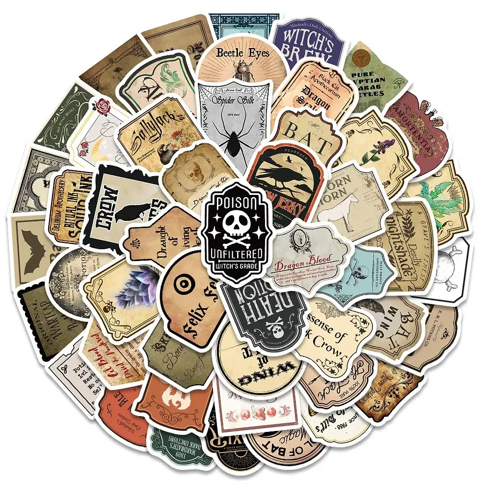 Thumbnail: 50PCS Cartoon Magic Potion Bottle Labels Graffiti Stickers For Luggage Phone Cas