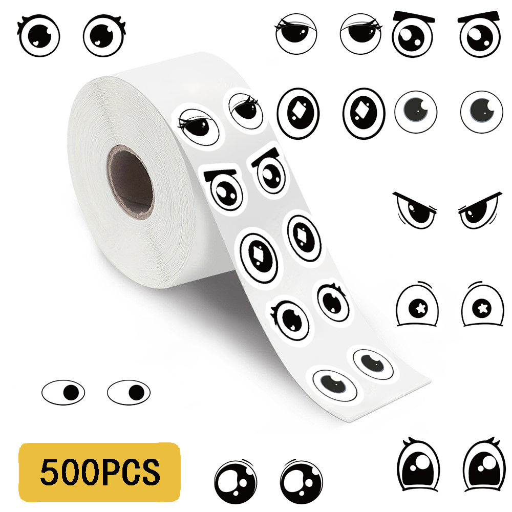 500Pcs/roll Kawaii Small Expression Eyes Cartoon Stickers Cute Gaze Phone Cafe A