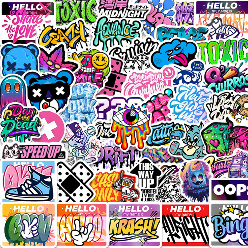 50PCS Laser American Street Art Graffiti Stickers - Decor for Notebook, Computer