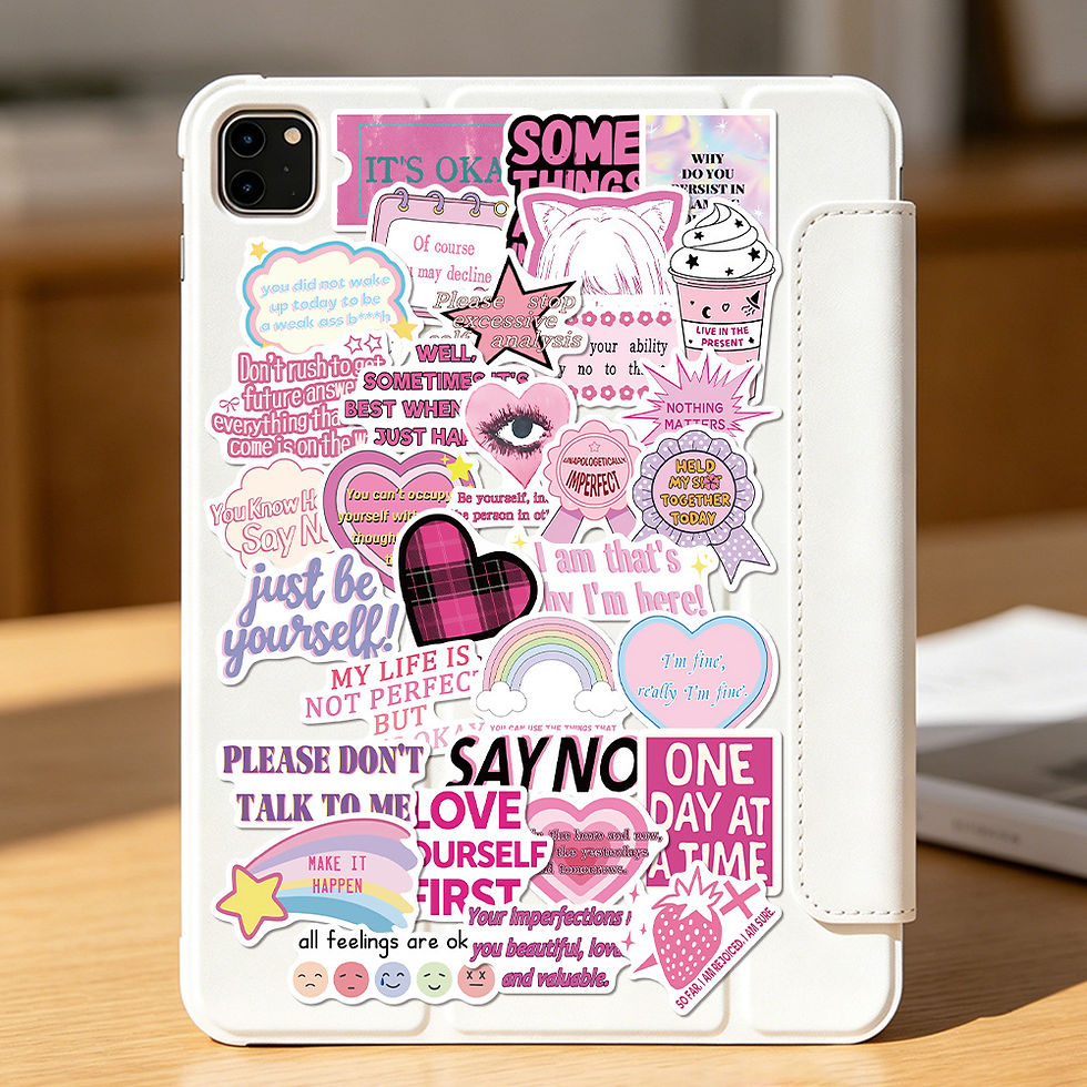 Thumbnail: 50 Pcs Sweet Cool Pink Stop Overthinking Stickers Waterproof Vinyl Decals for La