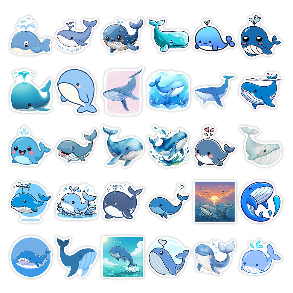 Thumbnail: Cute Cartoon Whale Vinyl Stickers Waterproof Decal DIY Decorative Gift for Scrap