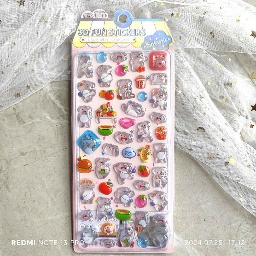 Thumbnail: 4-Piece 3D Embossed Crystal Animal Fun Stickers - Decorative Decals for Kids, No