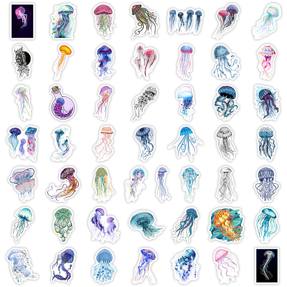 Thumbnail: Colorful Jellyfish Stickers Sea Creatures Animal Decals Childs Toys for Laptop P