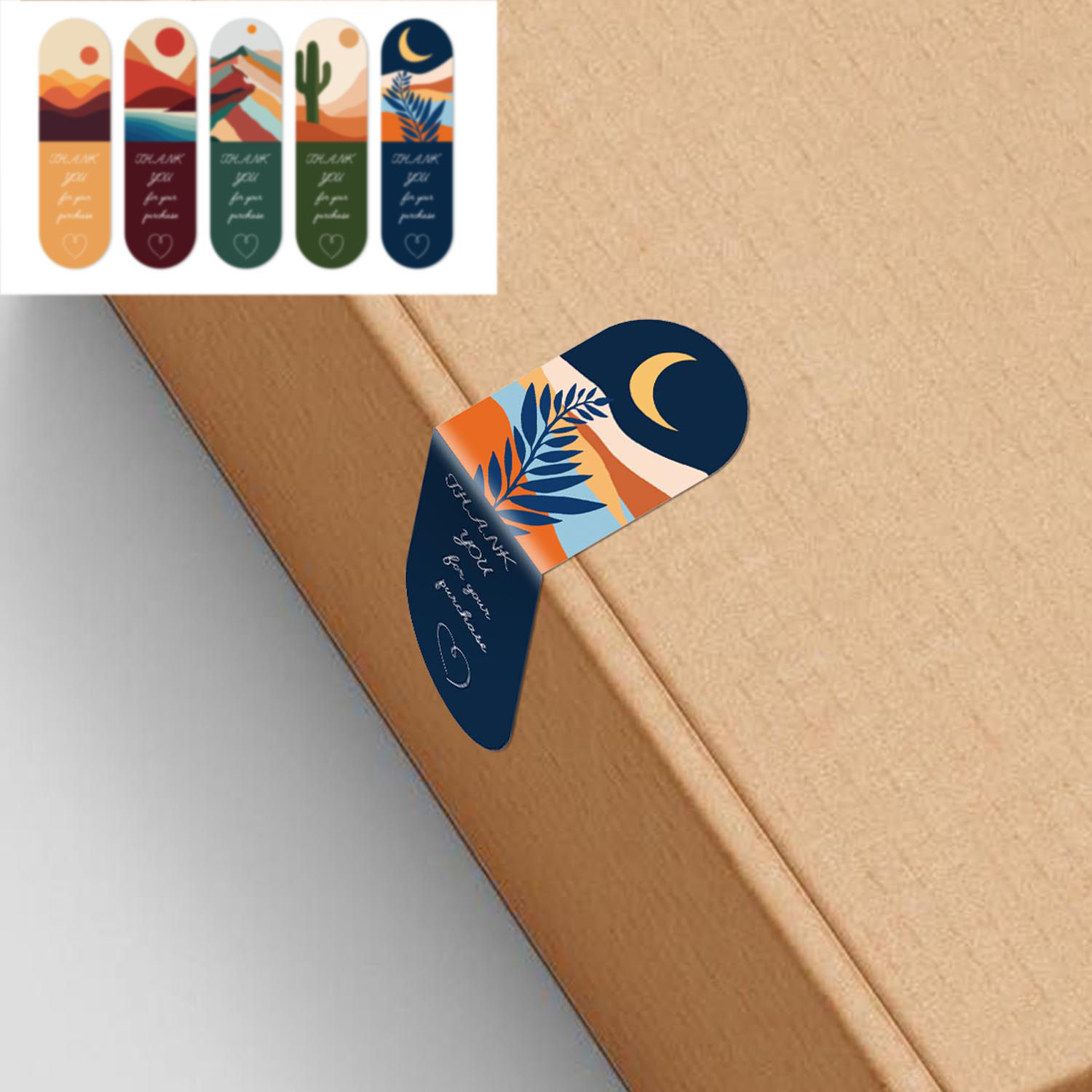 100pcs/Pack Cute Expression Rectangular Sticker Gift Box Stickers Thank You for