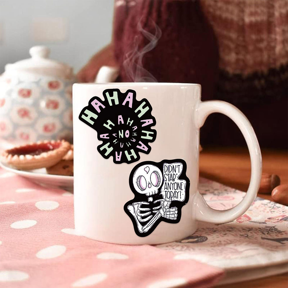 Thumbnail: 55Pcs Cartoon Sarcastic Text Stickers - Fluorescent Black Border Waterproof for 