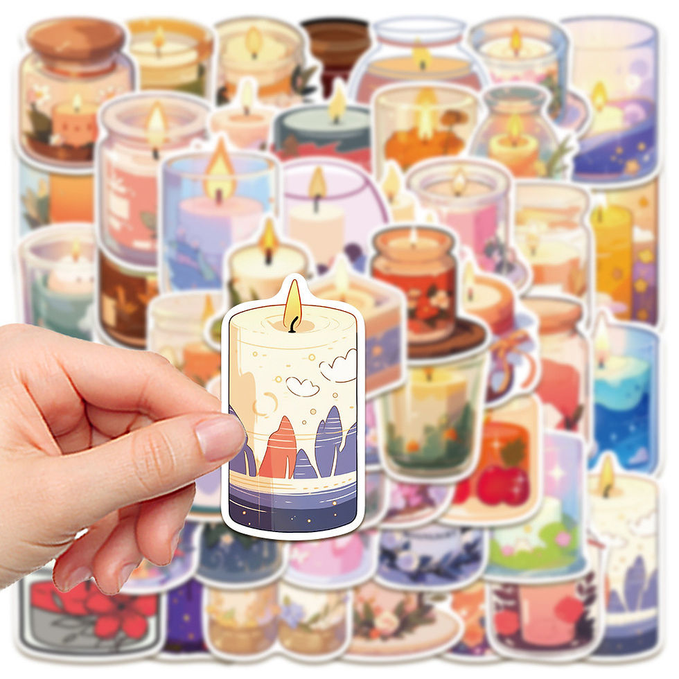 Thumbnail: 50-Piece Cozy Scented Candle Stickers - Waterproof Decor for Notebooks, Laptops,
