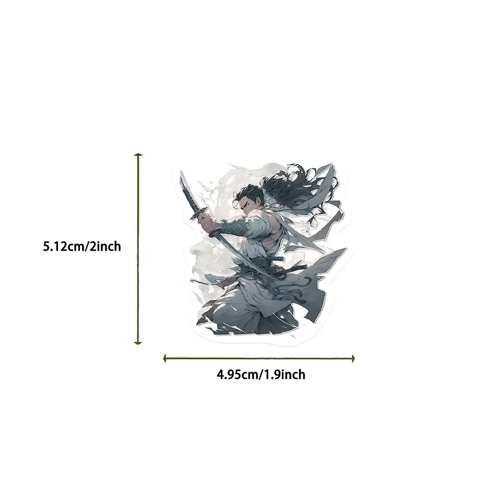 Thumbnail: 50-Piece Unique Ancient-Style Young Swordsman Stickers - Original Non-Infringing