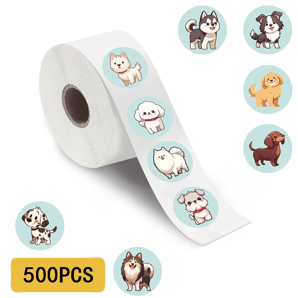 500PCS Puppy Roll Stickers Notebook Colorful Sketchbook Graffiti Phone Scrapbook