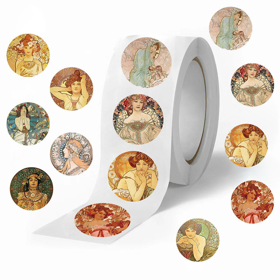 Thumbnail: 500Pcs/Roll Hot-Selling Mucha Art Washi Tape - Art Nouveau Decor for Journal & E