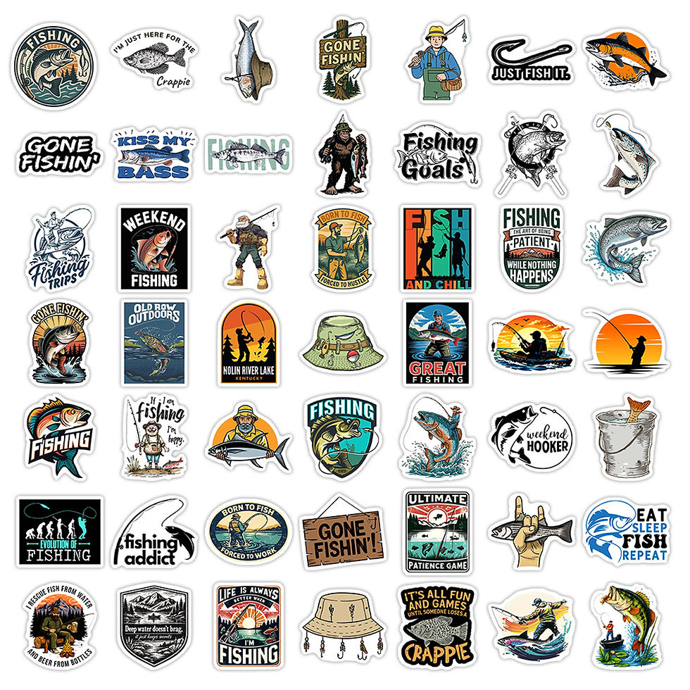 Thumbnail: Fishing Theme Stickers DIY Decorative Waterproof Cool Outdoor Activity Vinyl Dec
