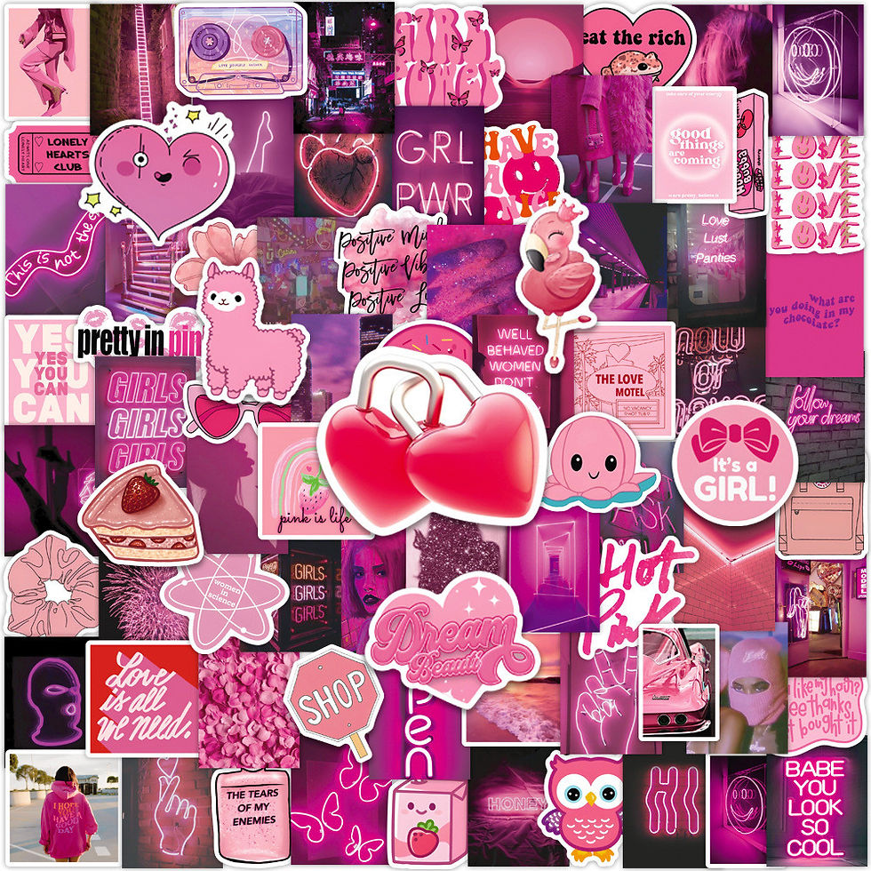 Thumbnail: 100/50PCS New INS-Style Black-Pink Graffiti Stickers - Waterproof PVC Decals for