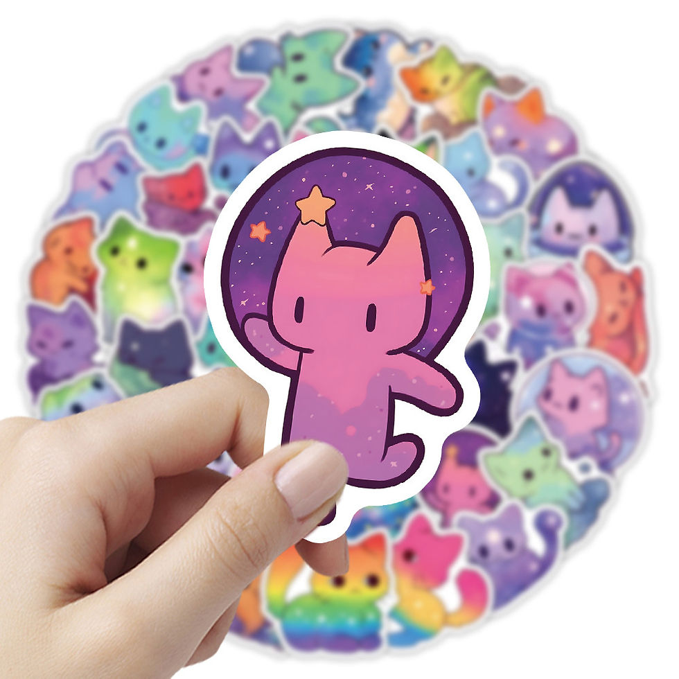 Thumbnail: 52 Pcs Starry Sky Cat Stickers - Dreamy Galaxy Feline Decals for Laptop, Phone C