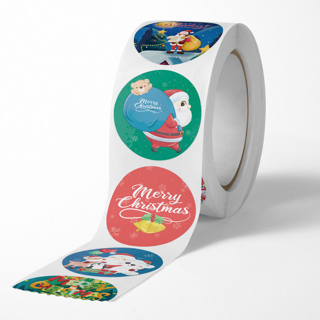 500PCS/Roll Christmas Decoration Gift Roll Sealing Graffiti Sticker for Hand Acc