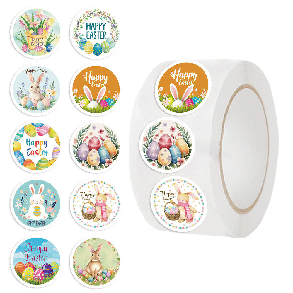 Easter Themed Washi Tape Roll (500 Sheets) Bunny Decor Stickers for Scrapbooking