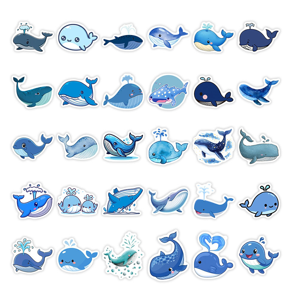 Thumbnail: Cute Cartoon Whale Vinyl Stickers Waterproof Decal DIY Decorative Gift for Scrap