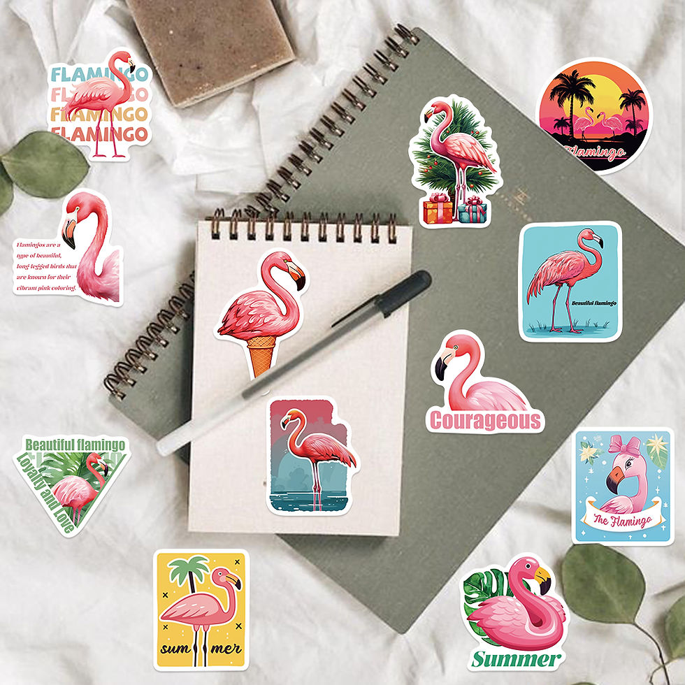Thumbnail: 50pcs Flamingos Stickers Dream for DIY Girls Scrapbook Suitcase Water Bottle Pho