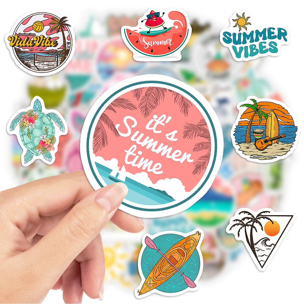 Thumbnail: Summer Theme Stickers Beach Surfing Kids Toy Gift Decal for Phone Laptop Bottle 