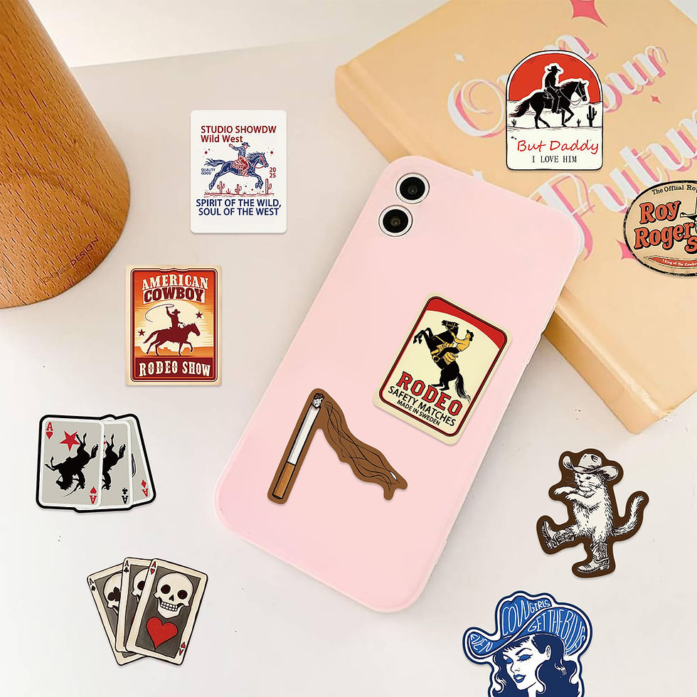 Thumbnail: 50Pcs Western Cowboy Gothic Graffiti Stickers - Waterproof DIY Decor for Guitars