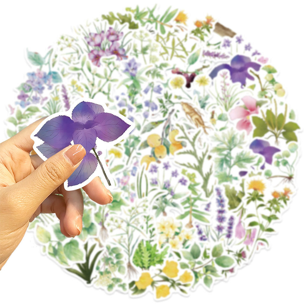 Thumbnail: 50PCS INS Chinese Herb Plant Graffiti Stickers - Waterproof DIY Decor for Guitar