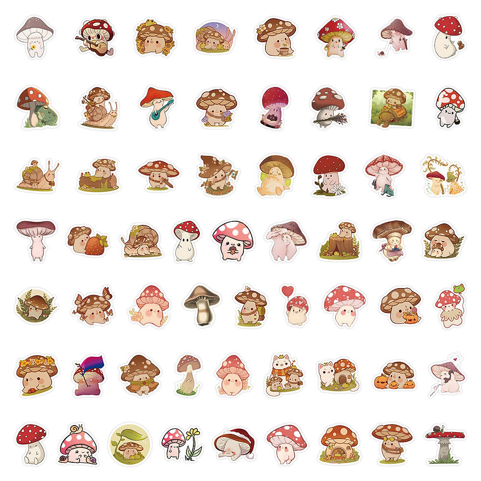 Thumbnail: 60-Piece Cute Mushroom Friends Stickers Style B - Decorative Decals for Notebook