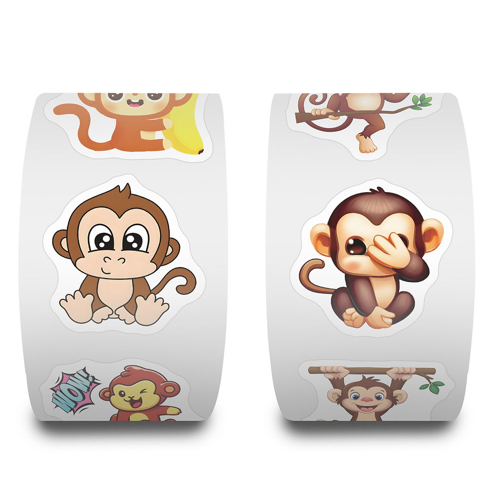Thumbnail: 500pcs/roll Animal Stickers for Kids Scrapbooking Reward Wild Animal Monkey Birt