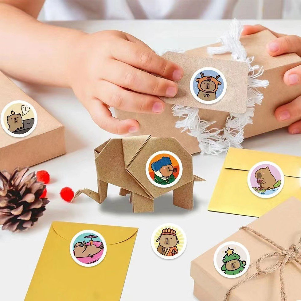 Thumbnail: 500 Sheets/Roll Cute Kapibara Coiled Stickers - Waterproof PET Decals for DIY Jo