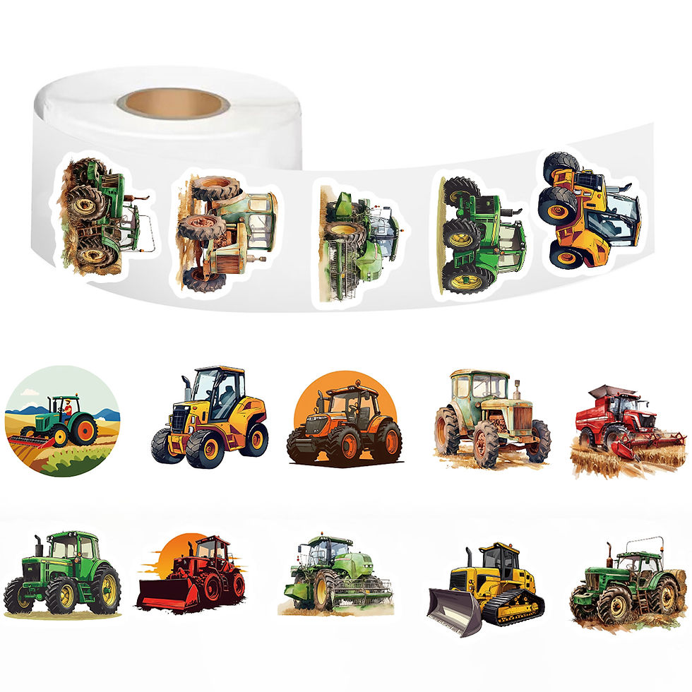 Thumbnail: 500PCS Cartoon Tractor Roll Stickers Skateboard Art Picture Laptops Graffiti PVC