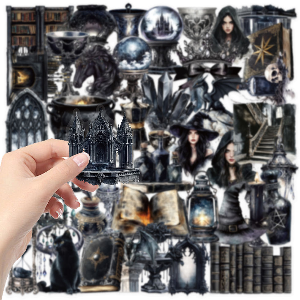 Thumbnail: 50pcs Retro Magic Stickers Cool Transparent PET Decals For Luggage Guitar Laptop