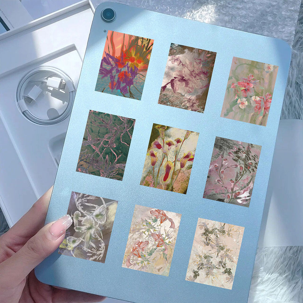 Thumbnail: 60-Piece Hazy Roseleaf Raspberry Flower Stickers - Decorative Decals for Noteboo