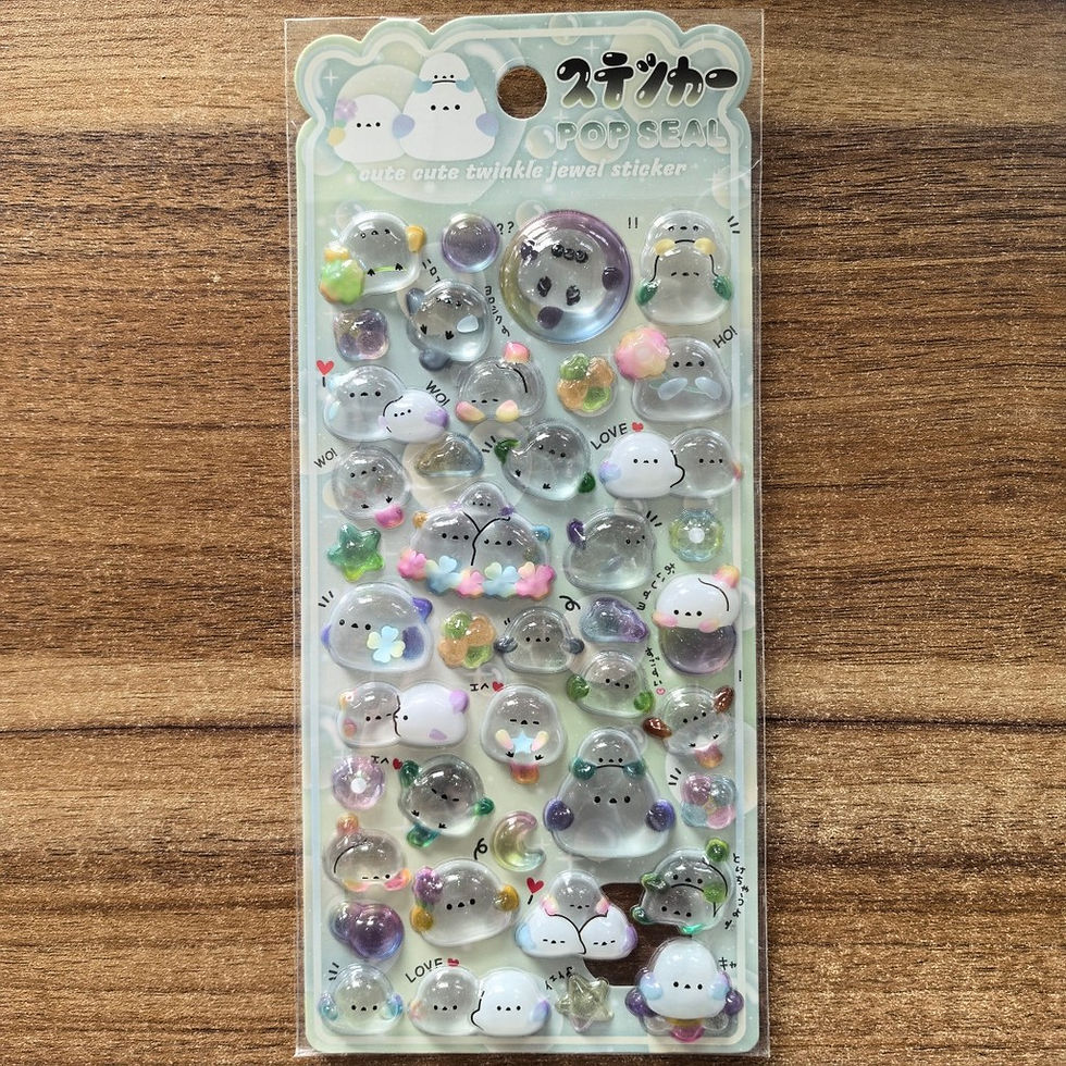 Thumbnail: Kawaii Transparent Animal Stickers 4Pcs Glittery Decorative Stickers for Scrapbo