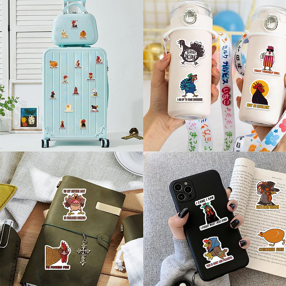 Thumbnail: 50PCS Cartoon Hen Graffiti Stickers - Waterproof for DIY Decor on Guitar, Notebo