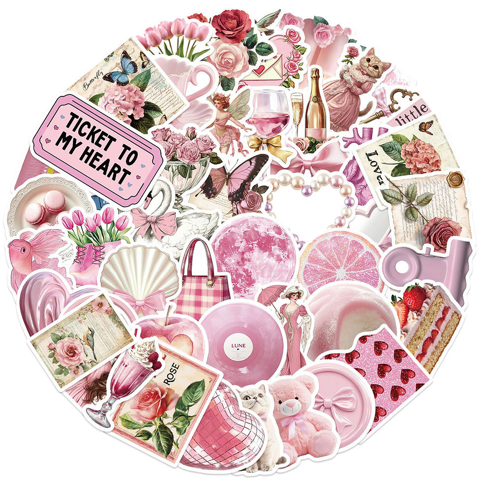 Thumbnail: 50PCS Cartoon Pink Aesthetic Graffiti Stickers - Waterproof DIY Decor for Guitar