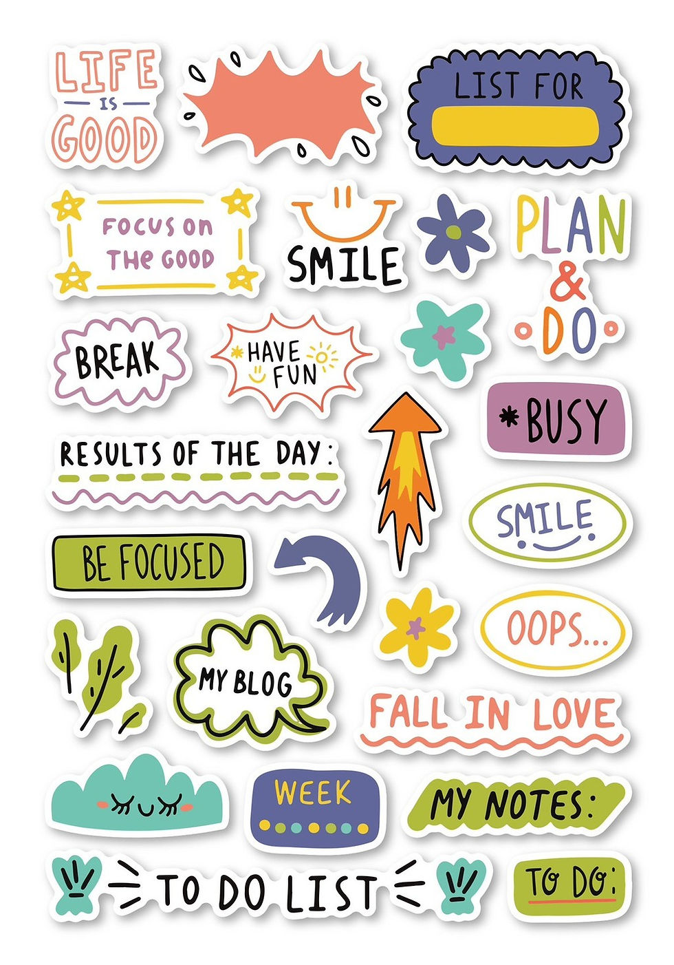 Thumbnail: 240 Pcs/8 Sheets Planner Mark Label Stickers - DIY Graffiti Decals for Journals,