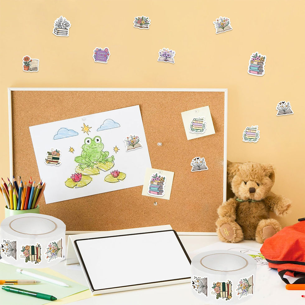 Thumbnail: Floral & Reading Washi Tape Roll (500 Sheets) - Cute Bookish Decor Stickers for 