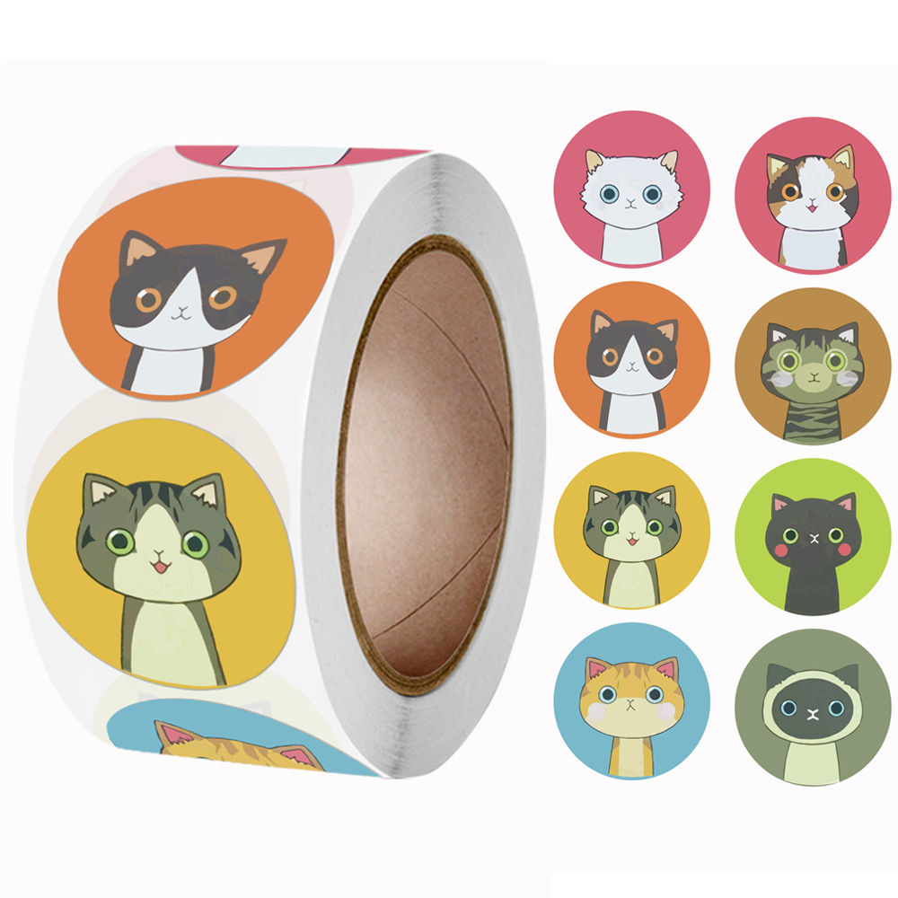 100-500pcs Cute Sticker Cat Animal Cartoon Label Gift Decoration School Reward E
