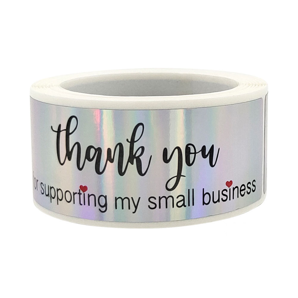 120pcs / volume Small Business Stickers Rainbow Laser Thank You Stickers for Bus
