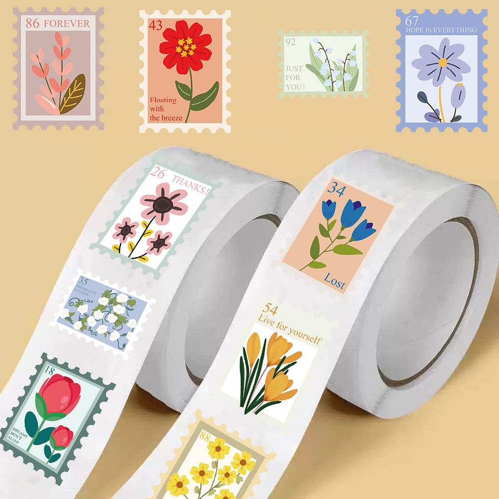 Thumbnail: 500PCS Flower Stamps Roll Sticker Harajuku Cartoon Y2k Fashion Scrapbook Graffit