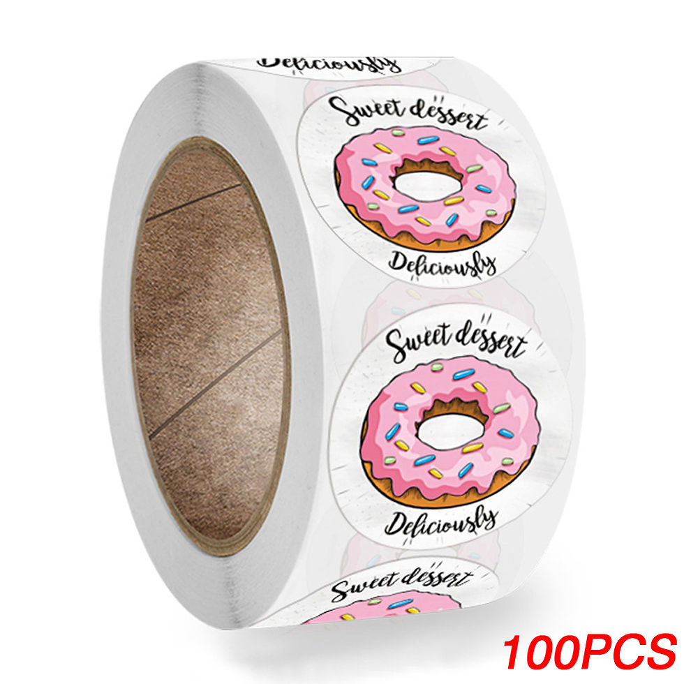 Thumbnail: 100-500PCS Round Donut Stickers Homemade Bakery Baking Colorful Decoration Label