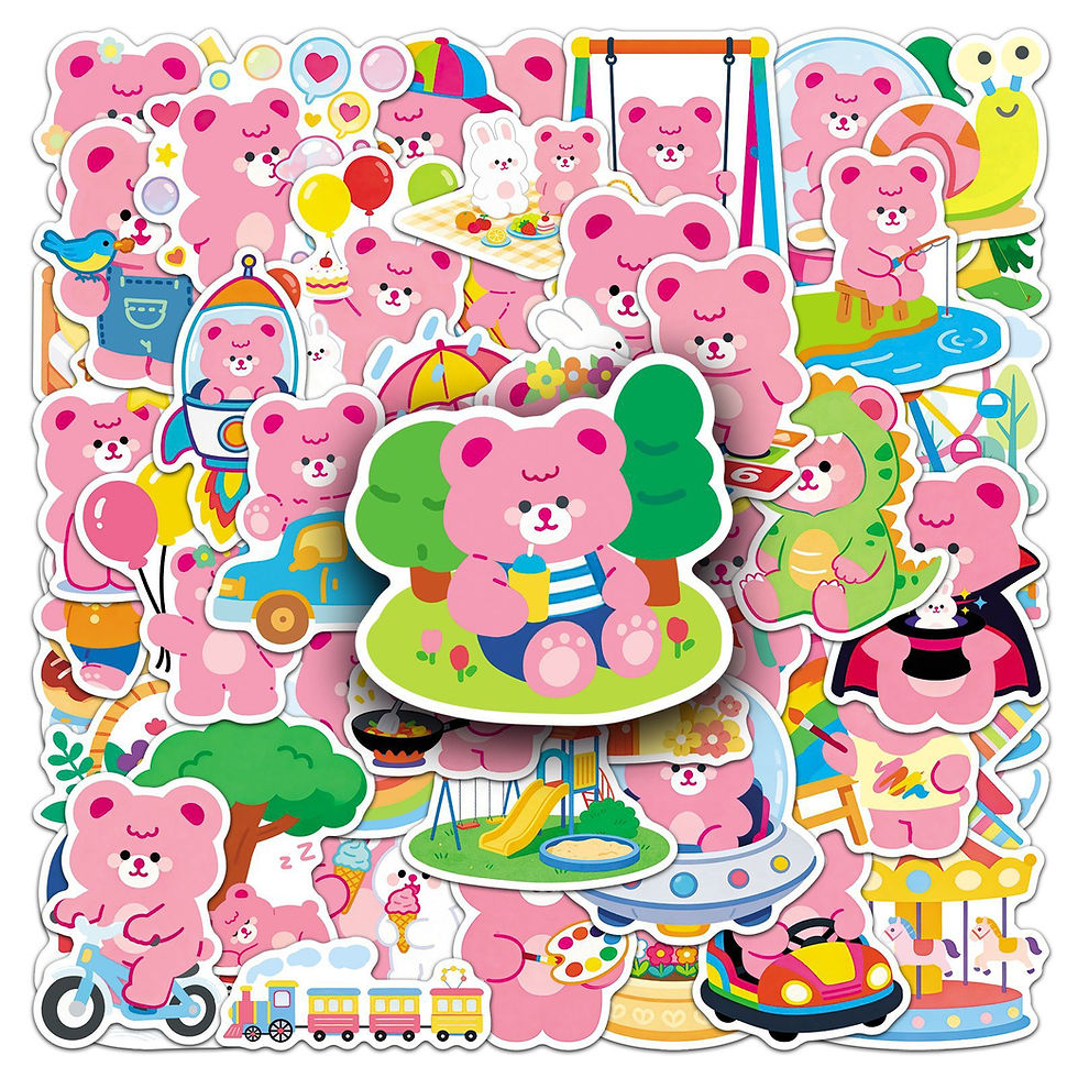 Thumbnail: 50PCS Spring Bear Aesthetic Stickers Cute Pink Hand-drawn Cartoon Animal Waterpr
