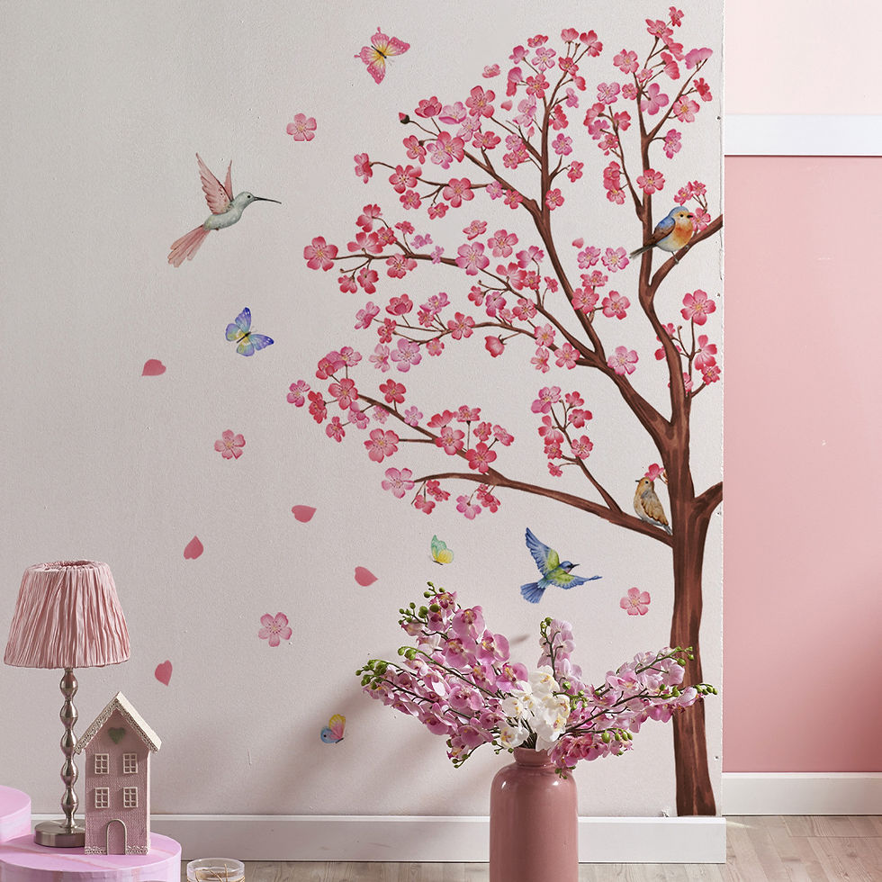 Thumbnail: Watercolour Bird Flower Wall Stickers Living Room Decoration for Bedroom Wall De