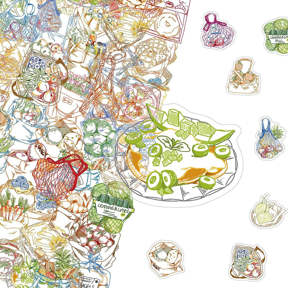 Thumbnail: 50 Pcs Cartoon Line Food Stickers Transparent Waterproof PET Fresh Hand Drawn De