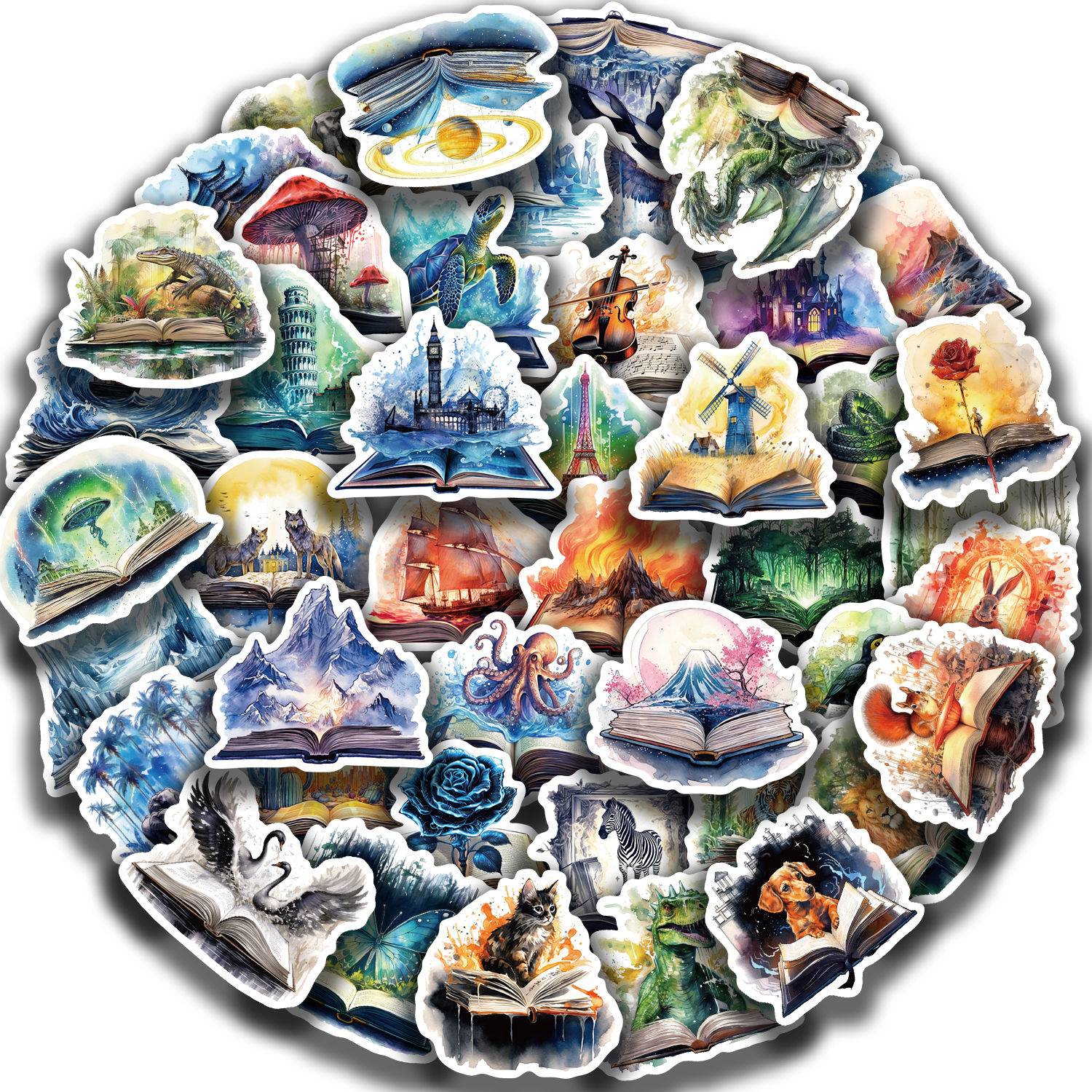 50PCS Funny Magic Tome Stickers Cartoon Aesthetic DIY Skateboard Laptop Luggage