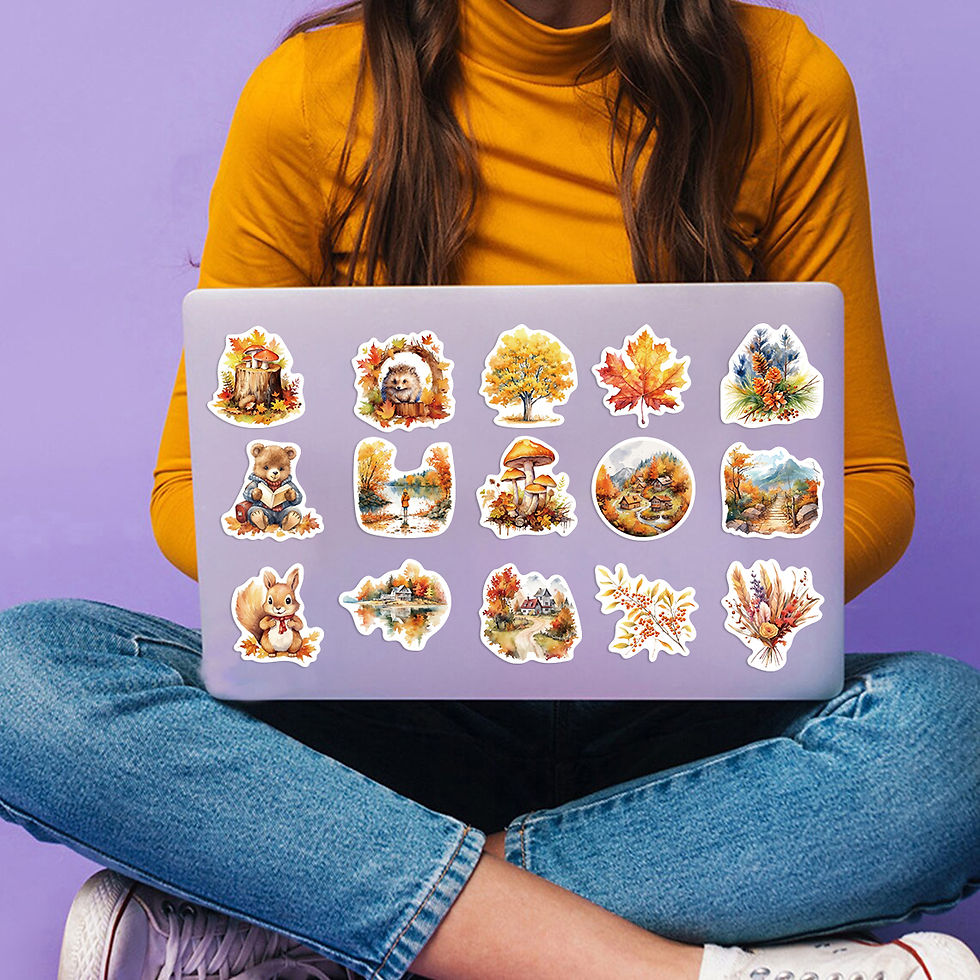Thumbnail: 50pcs Waterproof Graffiti Cute Cartoon Autumn Animals Foods Stickers For Laptop 