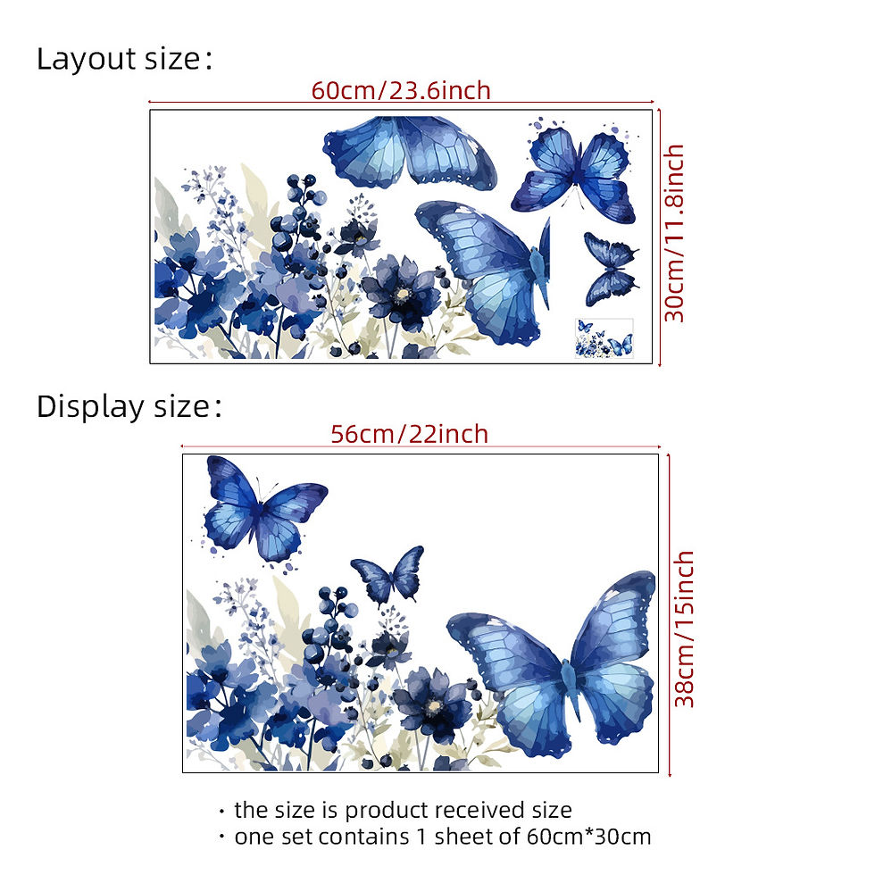Thumbnail: Blue Butterfly Flower Wall Sticker For Living Room Wardrobe Bedroom Decals Water