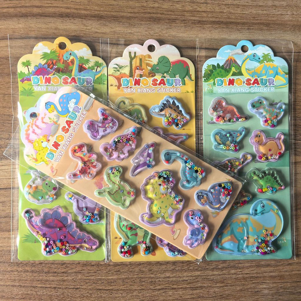 Thumbnail: 4Pack Dinosaur Shaker Stickers Interactive Sparkly Dino Decor Decals for Kids' N