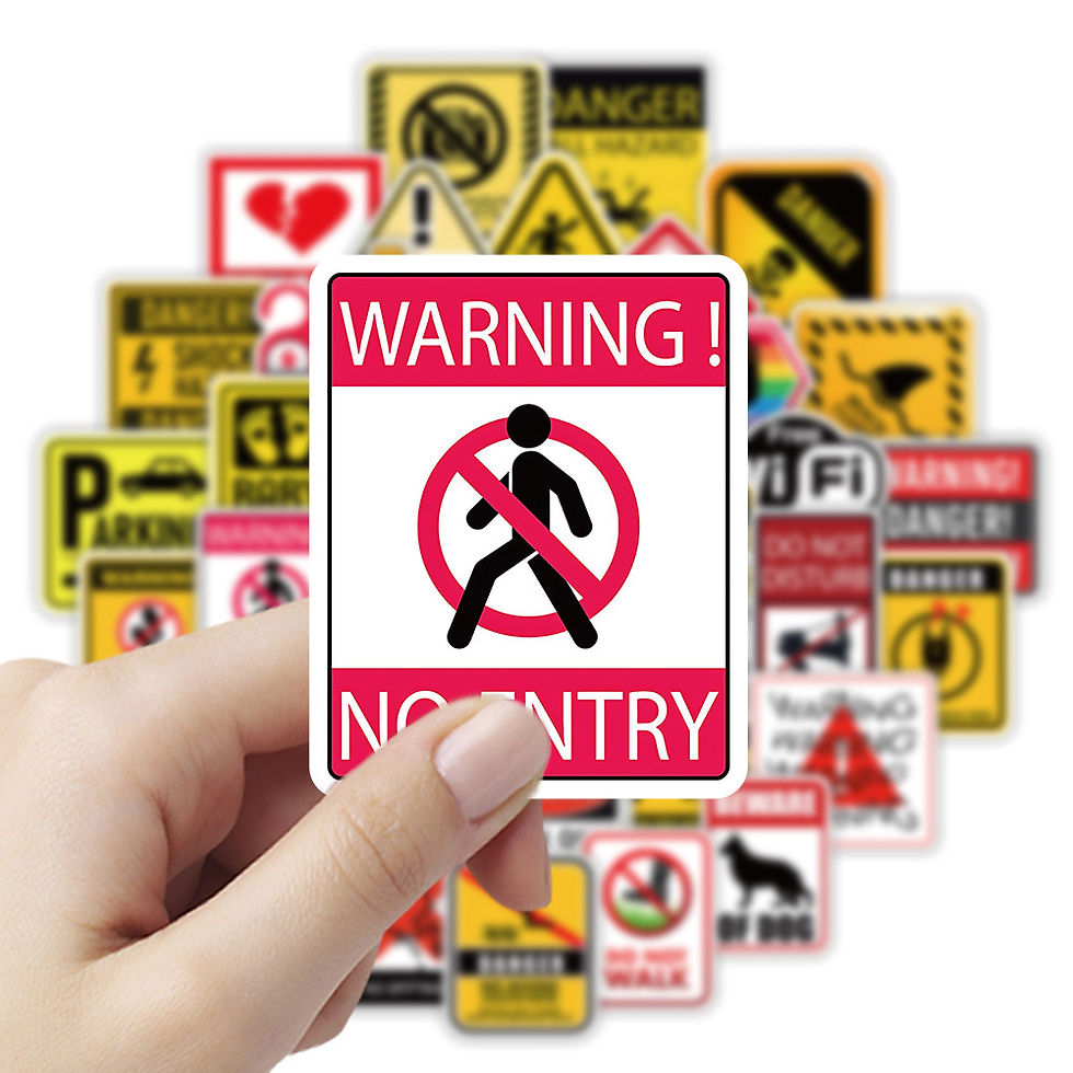 Thumbnail: 50Pcs Warning Sign Stickers Safety Alert Graphic Decals for Daily Decor Recordin