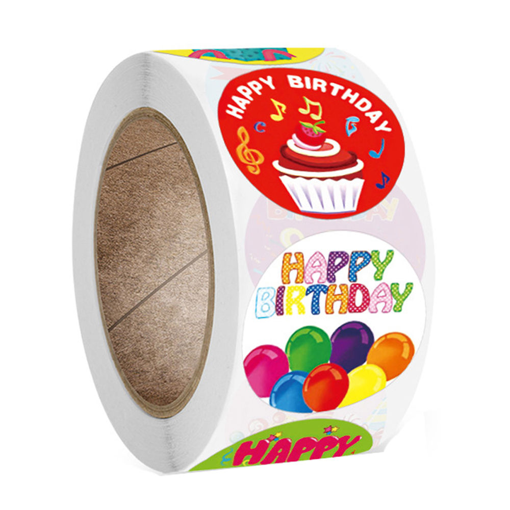 100-500pcs 8 Kinds Of Happy Birthday Stickers 1 Inch Round Party Gift Wrapping C